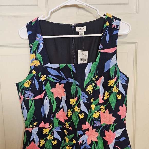 J.crew Floral Square Neckline Sheath Sleeveless Dress - Picture 3 of 6